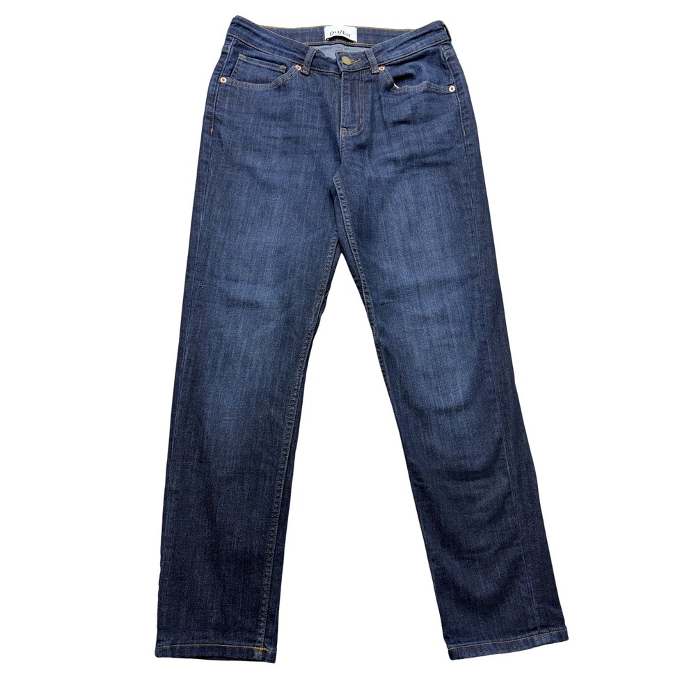 DU/ER Straight Jeans Womens 26x28 Blue Dark Wash‎ Mid Rise Slim Stretch Denim